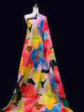 Vibrant colourful big floral digital printed