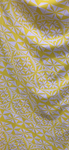 Yellow, white with gold glitter on polyester