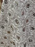 White flower satin with sequins ,