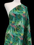 Tropical leafy printed on stretch Scuba fabric
