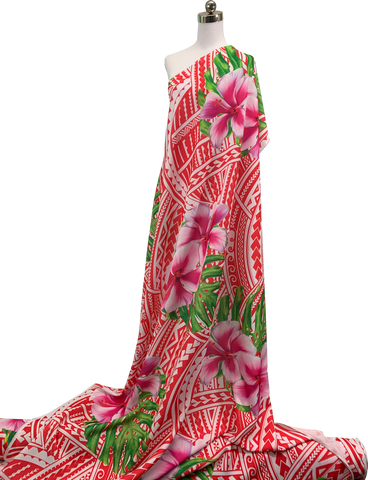 Hibiscus with elei printed on polyester