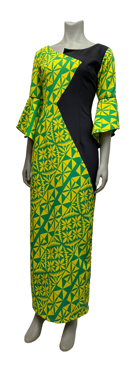 yellow green islander print – Polynesian Textiles